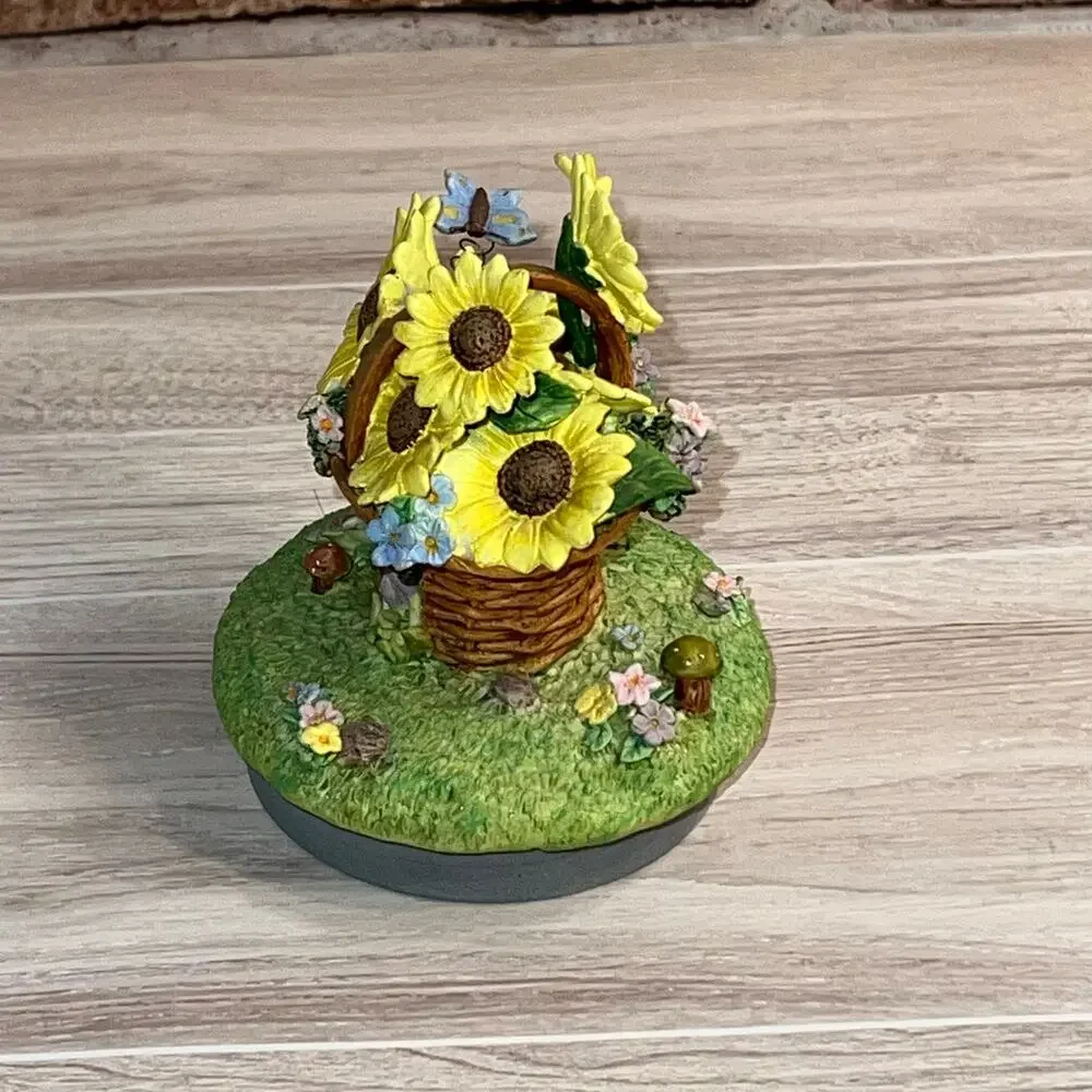 WoW! Adorable Vintage Sunflowers Mushrooms Butterfly And Flowers Candle Topper